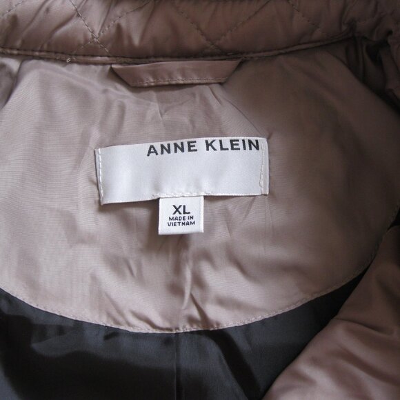 Anne Klein Women's Side Slit Puffer Quilt Jacket Snap Button Tan (Beige) M or XL - Picture 8 of 15
